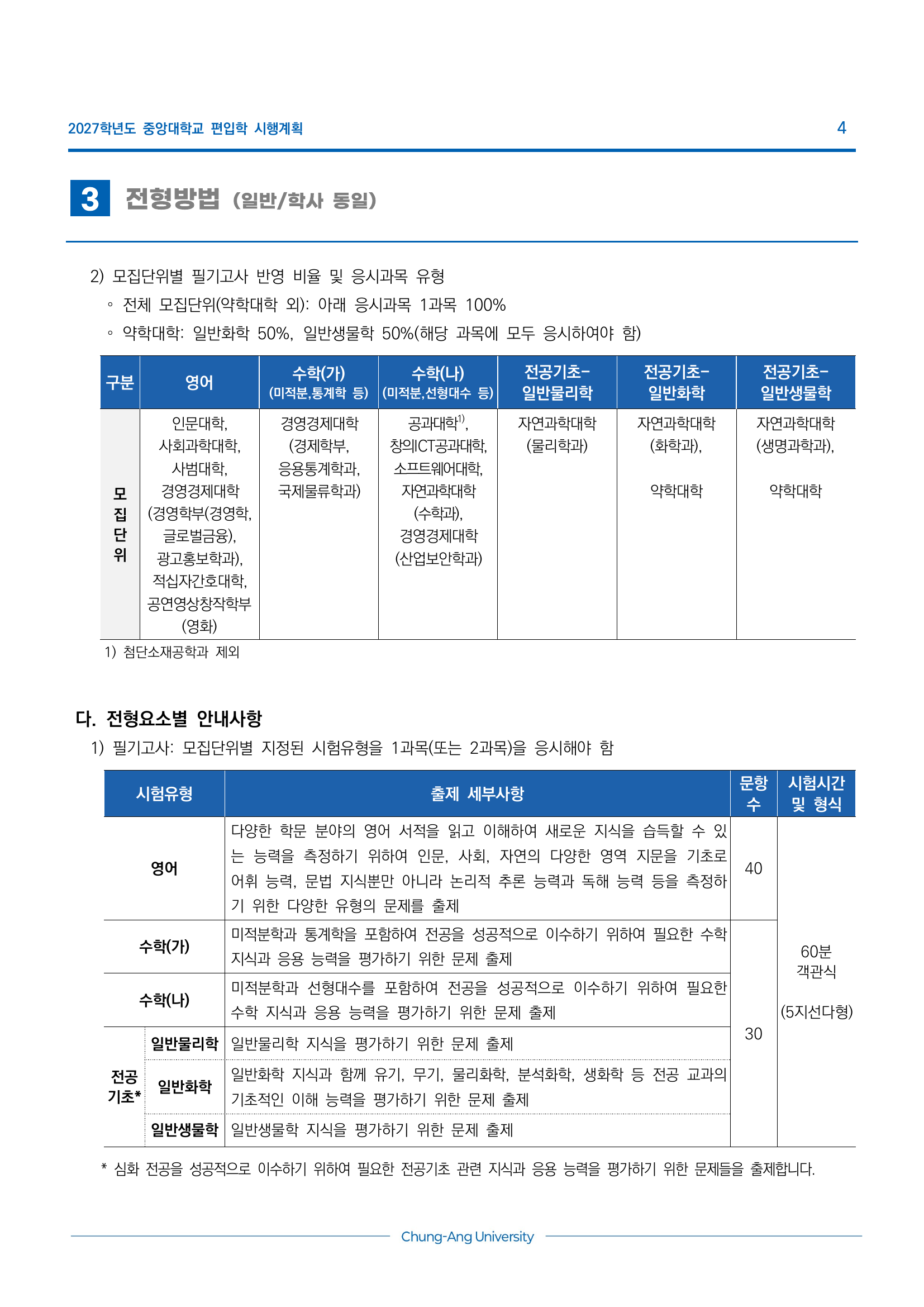 중앙대학교_2027_기본계획_필기고사반영비율