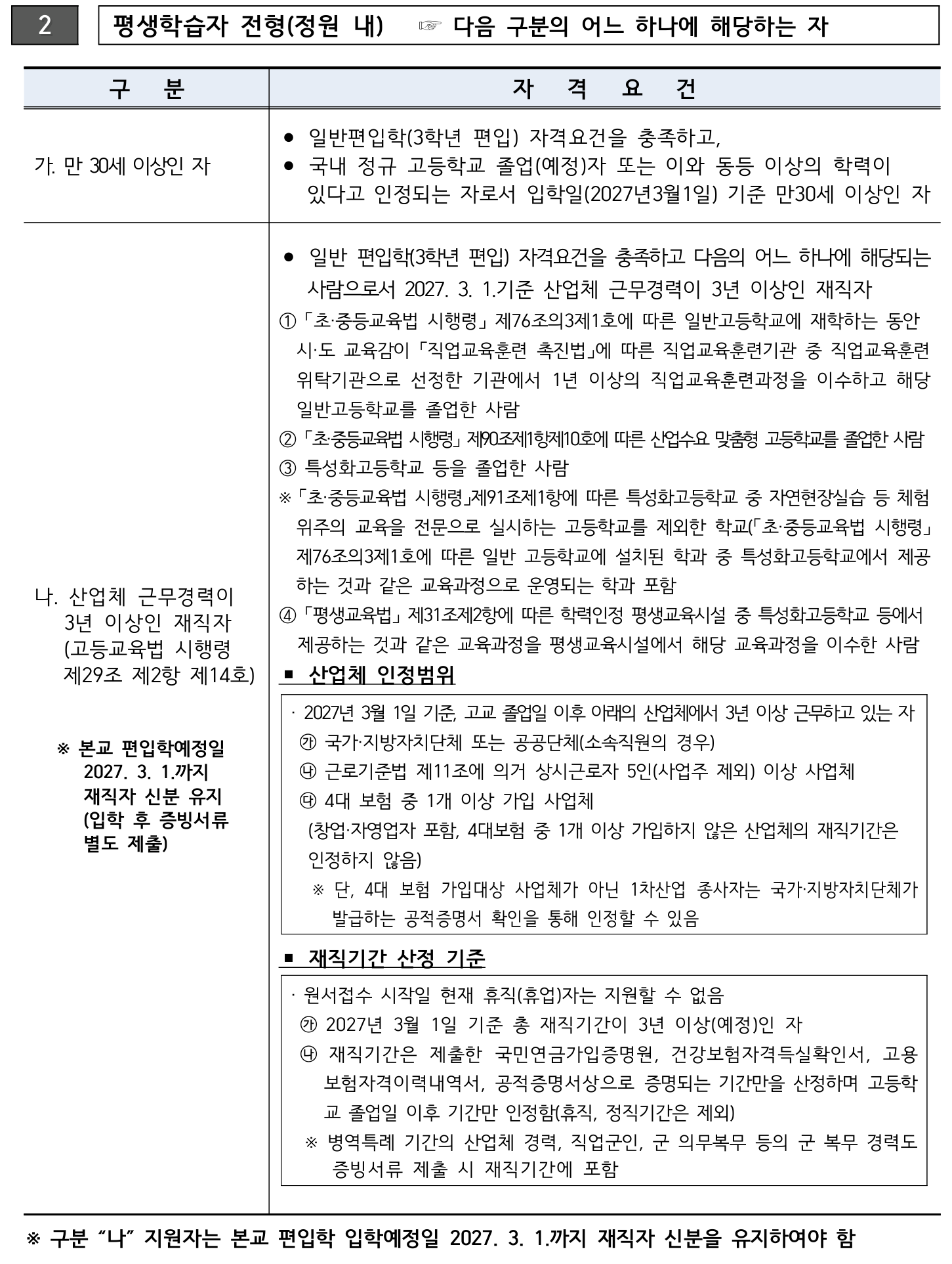2027학년도 서울과학기술대학교 편입학 기본계획 원본 5페이지