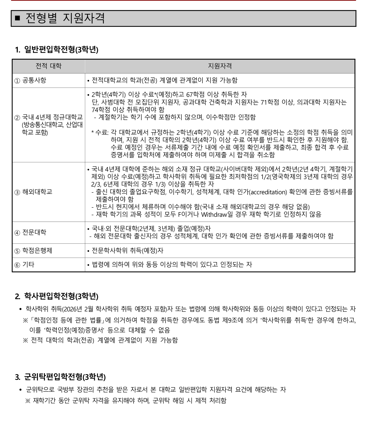 2026학년도 고려대학교 서울캠퍼스 편입학 모집요강 원본 5페이지