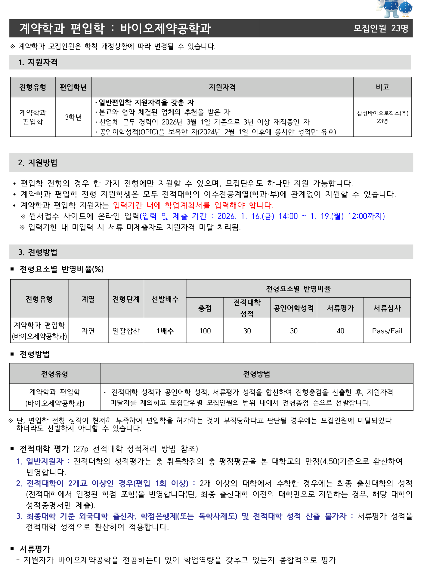 2026학년도 인하대학교 편입학 모집요강 원본 24페이지