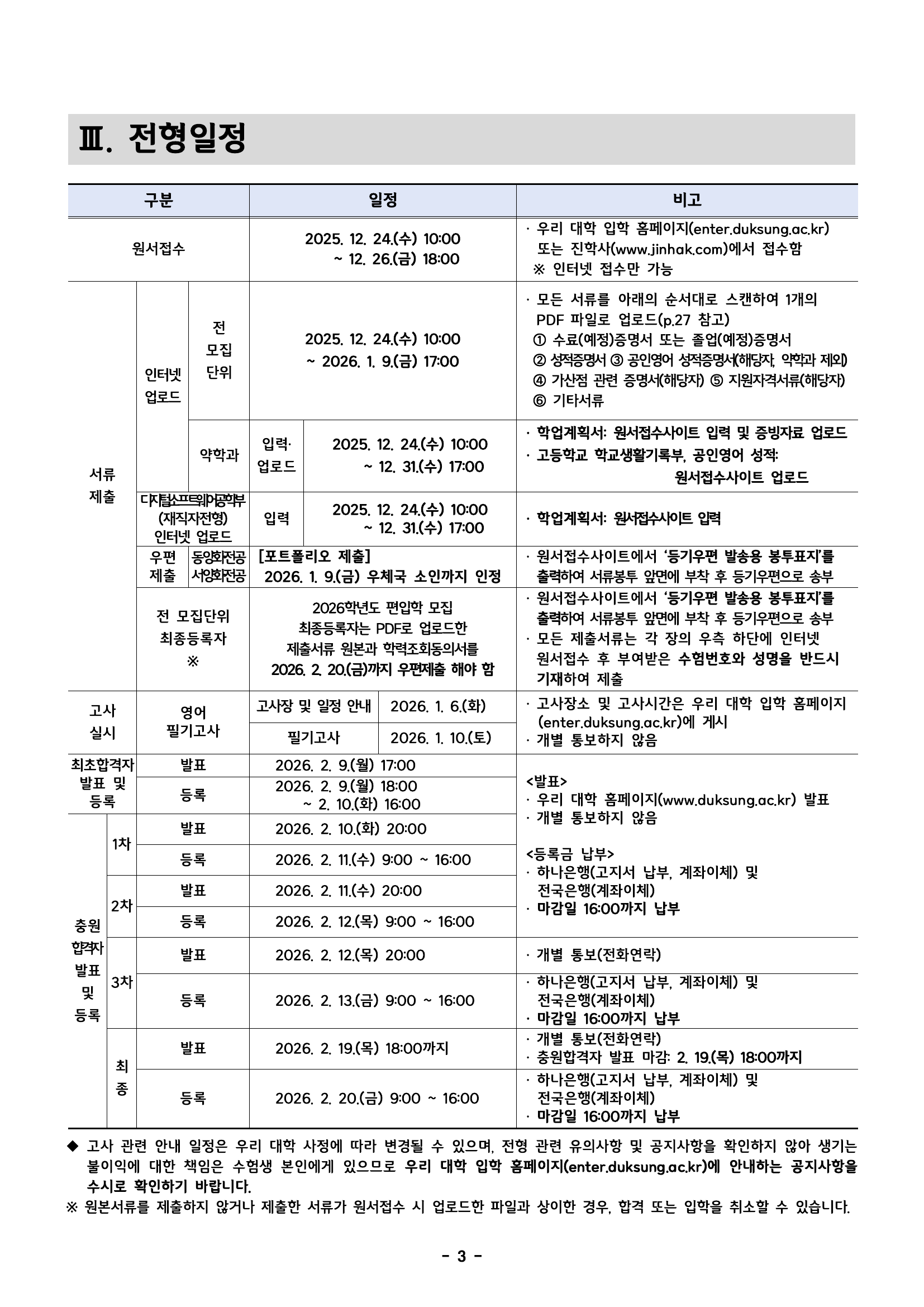 덕성여자대학교_2026_전형일정