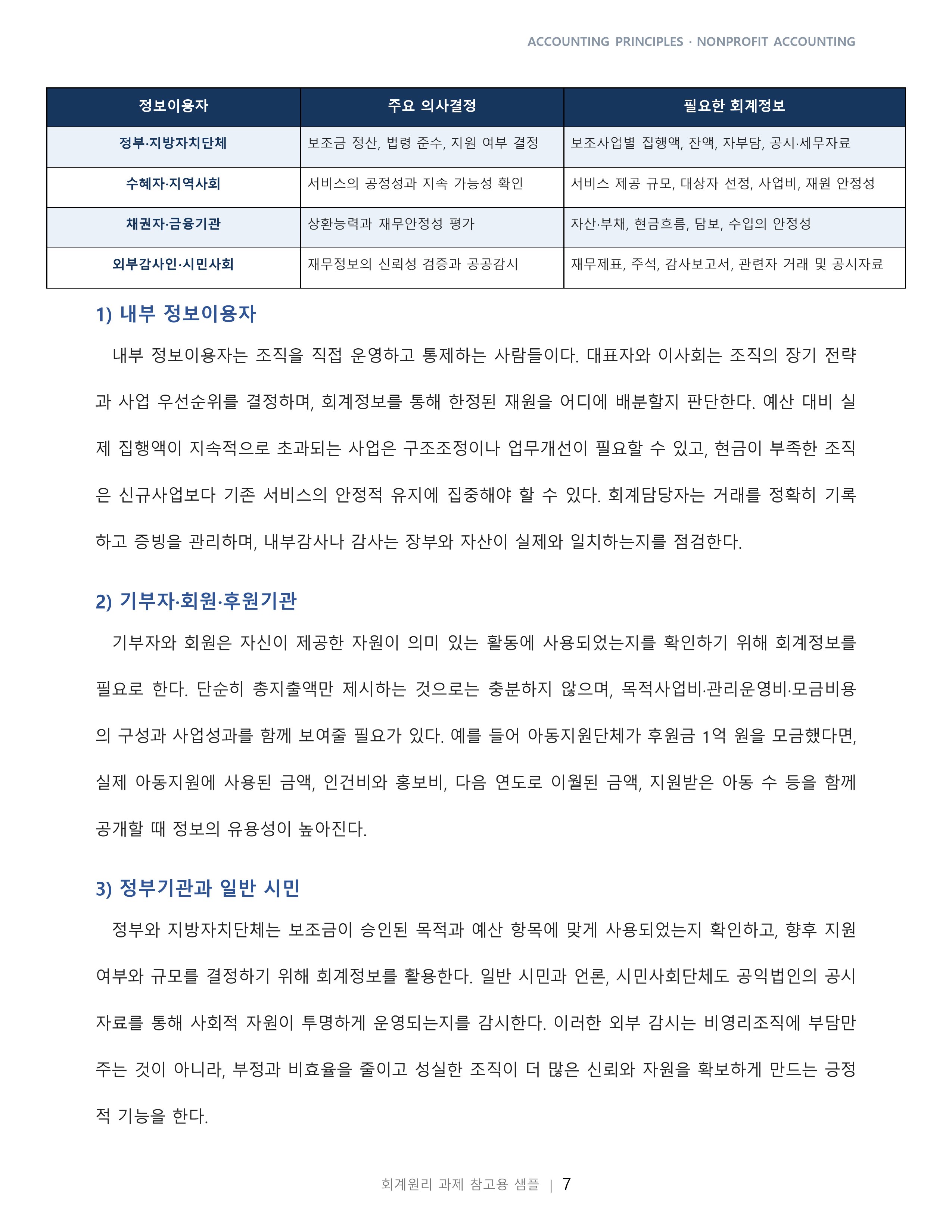 비영리회계의 뜻을 쓰고 누구에게 필요한 회계인지 설명하라 미리보기 5