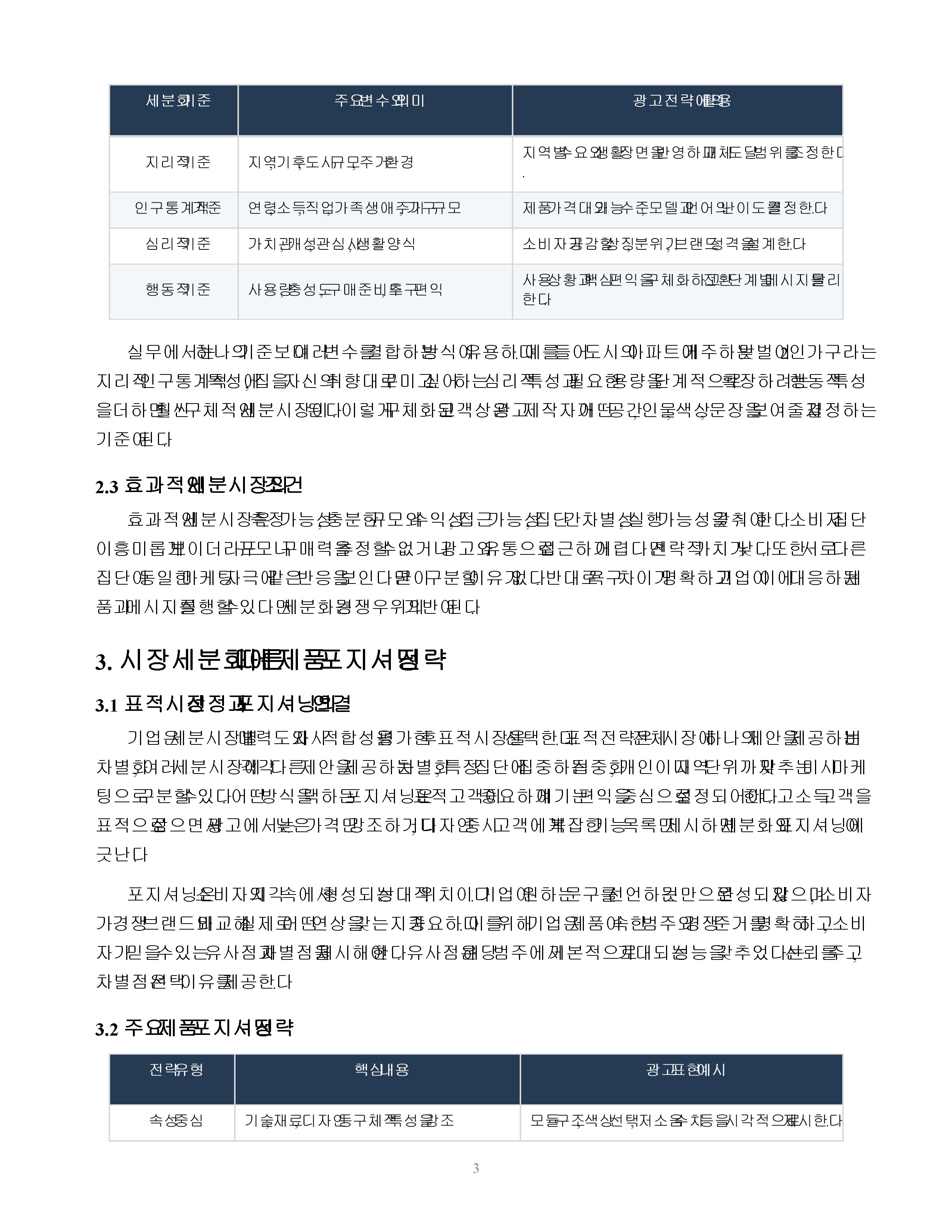 시장세분화에 따른 제품 포지셔닝 전략과 광고사례 분석 미리보기 3