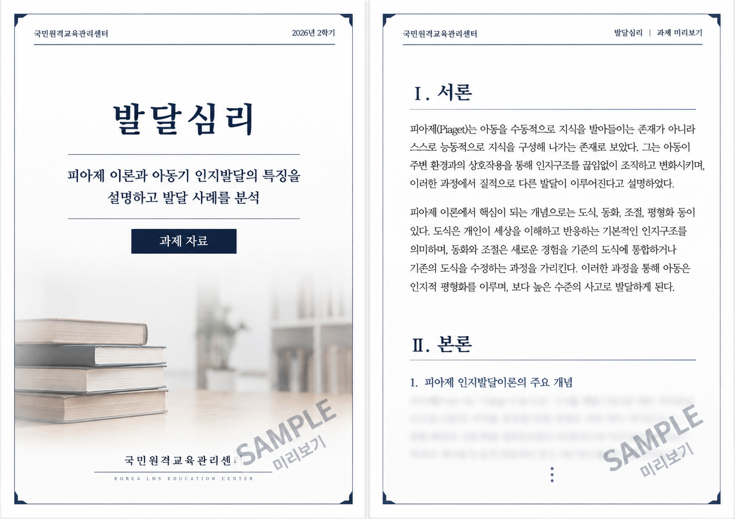발달심리 피아제 인지발달이론과 아동기 인지발달 특징·사례 분석 과제 미리보기