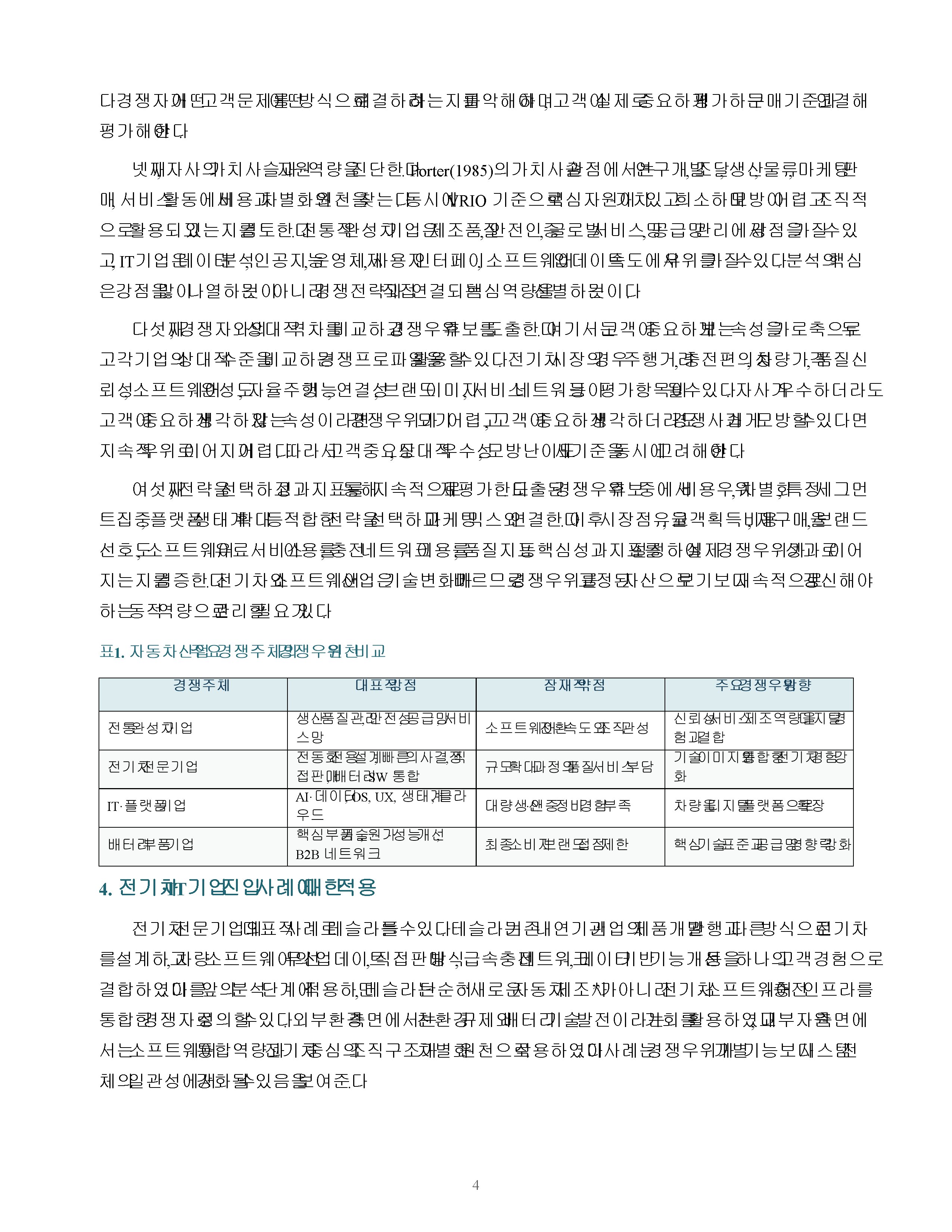 전기차와 IT기업의 자동차산업 진입을 배경으로 경쟁의 개념과 경쟁우위 분석 과정을 단계별로 설명 미리보기 4